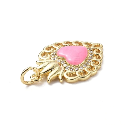 Eco-Friendly Rack Plating Brass Micro Pave Cubic Zirconia Pendants KK-F845-33G-1