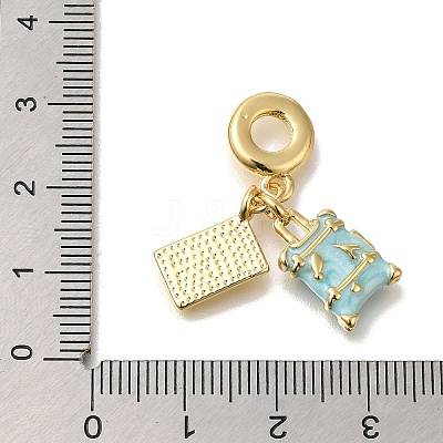 Brass Enamel European Dangle Charms KK-R002-22G-03-1