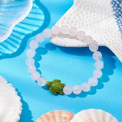 Natural Rose Quartz Beaded Stretch Bracelets for Women BJEW-JB11095-06-1