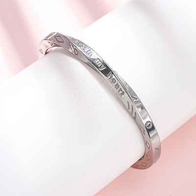 Always In My Heart 304 Stainless Steel Cuff Bangles for Women BJEW-D361-01P-1