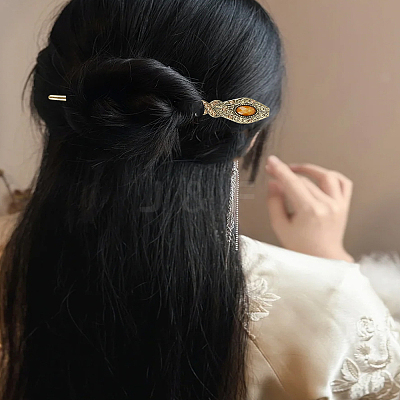 2Pcs 2 Colors Vintage Alloy Hair Sticks OHAR-LP0004-01C-1