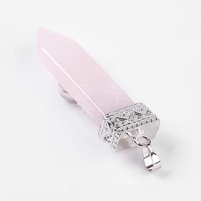 Natural Rose Quartz Big Pendants G-G718-A05-1