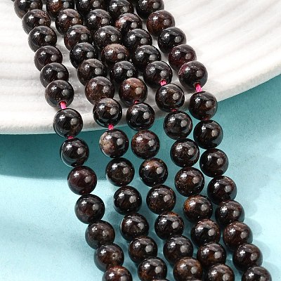 Natural Garnet Gemstone Bead Strands G-R263-6mm-1