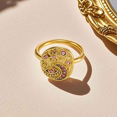 304 Stainless Steel & Cubic Zirconia Finger Rings for Women FS-WG99359-02-1