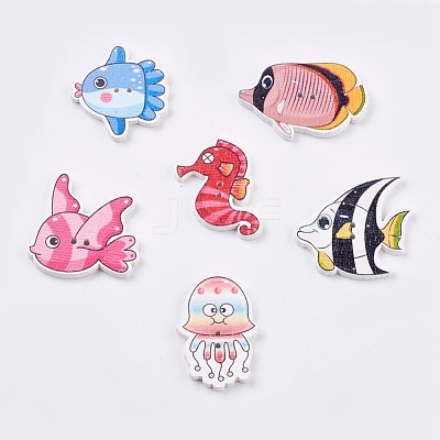Printed Wooden Buttons BUTT-K007-02-1