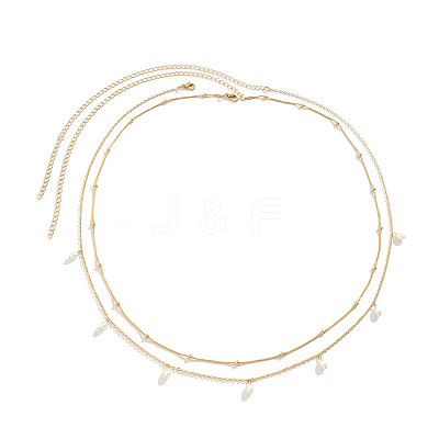 Alloy with Plastic Pearl Oval Bead Charm Double Layer Waist Belly Chains for Women FS-WGB0949-01-1