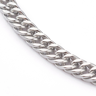 Tarnish Resistant Men's 304 Stainless Steel Diamond Cut Curb Chain Bracelets BJEW-JB06018-02-1