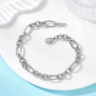 304 Stainless Steel Figaro Chain Bracelets for Women Men BJEW-JB13433-1