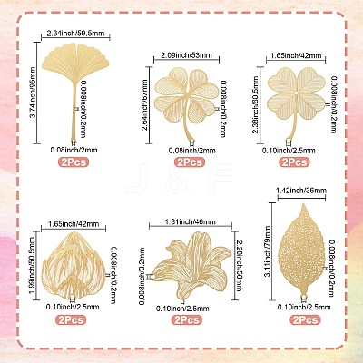12Pcs 6 Styles Brass Big Pendants KKC-TA0001-09-1