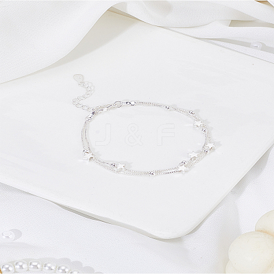 1Pc Brass Box Chain Double Layer Bracelets BJEW-LP0004-39-1
