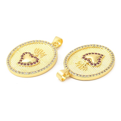 Brass Micro Pave Cubic Zirconia Pendants KK-P236-29G-1