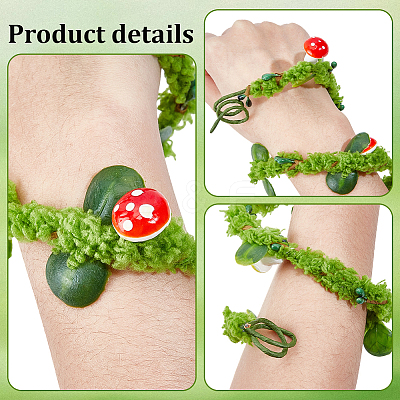 Plastic & Iron Flower Garland Arm Bracelet Rattan AJEW-GF0014-06-1