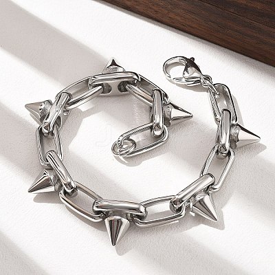 304 Stainless Steel Oval Link Chain Bracelets BJEW-A033-01P-1