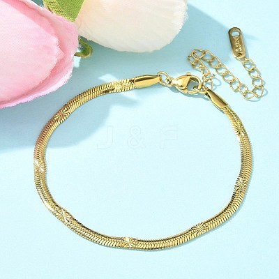 304 Stainless Steel Herringbone Chain Bracelets for Women BJEW-U019-04G-06-1