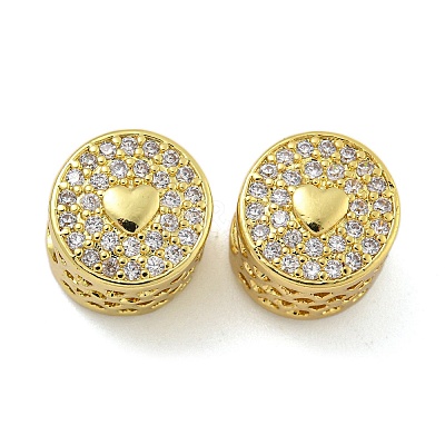 Rack Plating Brass Micro Pave Cubic Zirconia Column European Beads KK-I718-38G-1