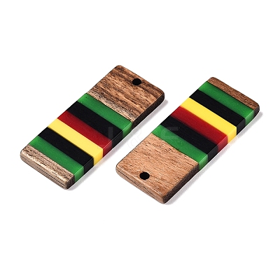 Jamaican Colour Epoxy Resin & Walnut Wood Pendants RESI-N039-122K-1