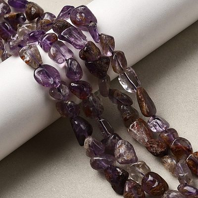 Natural Purple Phantom Quartz Purple Lodolite Quartz Beads Strands G-I390-A01-1