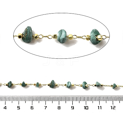 Handmade Synthetic Malachite Chip Beaded Chains CHC-F020-10G-10-1