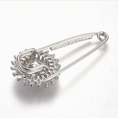 Brass Micro Pave Cubic Zirconia Safety Brooch JEWB-I010-10P-1