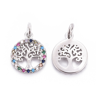Brass Micro Pave Cubic Zirconia Charms ZIRC-L070-45P-1