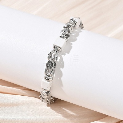 Natural Howlite Link Chain Bracelets for Women BJEW-Z148-06P-02-1