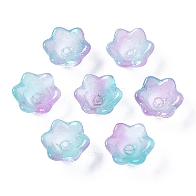Transparent Two Tone Spray Painted Glass Beads GLAA-Q089-002B-002-1
