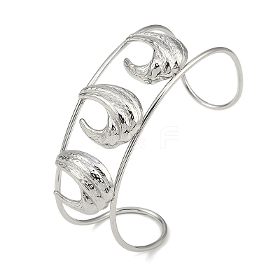 Non-Tarnish 304 Stainless Steel Wide Hollow Textured Opaen Cuff Bangles BJEW-Q348-07P-01-1