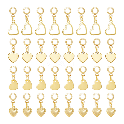 40Pcs 4 Styles 304 Stainless Steel European Dangle Charms PALLOY-UN00005-1