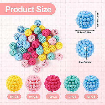 50Pcs 5 Colors Rubberized Style Acrylic Beads SACR-TA0001-32-1