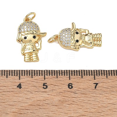 Brass Micro Pave Black Cubic Zirconia Pendants CU-CBA9AFC-01G-05-1