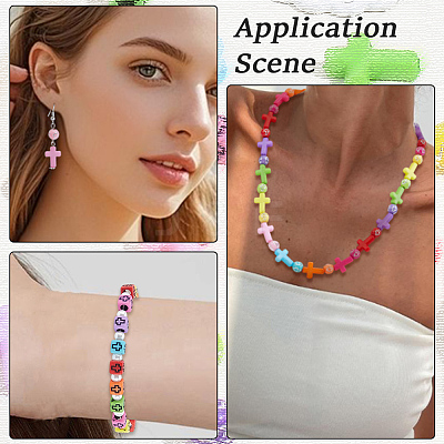 800Pcs 2 Styles Cross Theme Acrylic Beads MACR-PA0001-45C-1