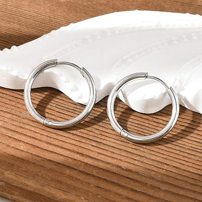 Tarnish Resistant 202 Stainless Steel Huggie Hoop Earrings EJEW-F111A-20mm-P-1