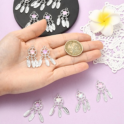 6Pcs 3 Colors Rack Plating Alloy Rhinestones Pendants FIND-YW0011-72-1