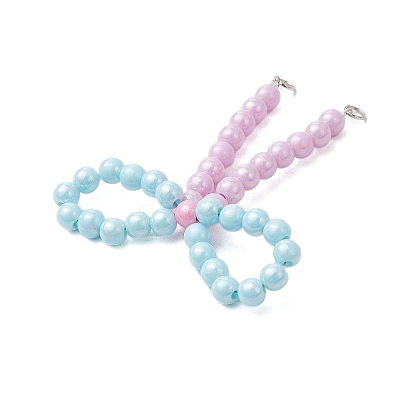 3Pcs 3 Styles Opaque Acrylic Beads with Brass Crimp Beads and Iron Open Jump Rings Pendants PALLOY-JF03487-1