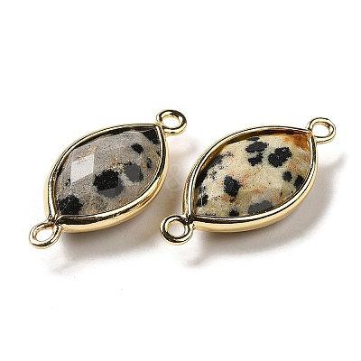 Natural Dalmatian Jasper Faceted Connector Charms G-K347-03G-12-1