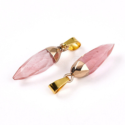 Synthetic Cherry Quartz Glass Pendants G-N345-01D-1