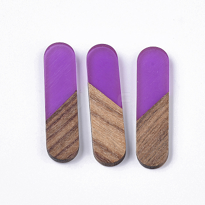 Transparent Resin & Walnut Wood Cabochons RESI-Q210-014A-B01-1