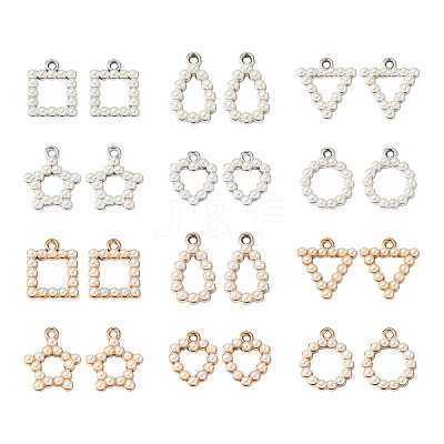 48Pcs 12 Style UV Plating Acrylic Pendants OACR-KS0001-01-1
