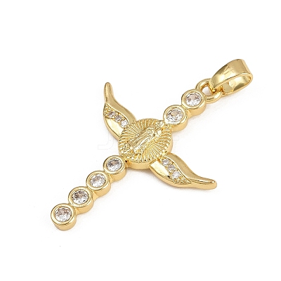 Brass Micro Pave Cubic Zirconia Pendants KK-D409-47B-G-1