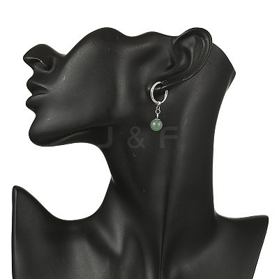 Natuarl Mixed Stone Round Hoop Earrings EJEW-JE06593-1