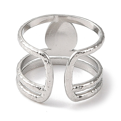 304 Stainless Steel Open Cuff Ring for Women RJEW-F166-15P-02-1