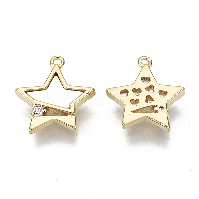 Brass Micro Pave Cubic Zirconia Charms KK-N232-51-NF-1