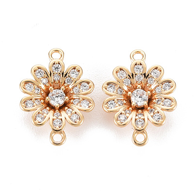Brass Micro Pave Clear Cubic Zirconia Link Connectors KK-S356-565-NF-1