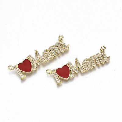 Real 16K Gold Plated Brass Micro Pave Clear Cubic Zirconia Pendant Link ZIRC-S067-208-NF-1