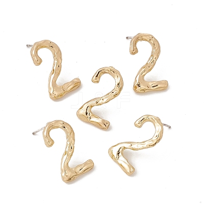 Brass Number Stud Earrings with 925 Sterling Silver Pins for Women EJEW-A077-01B-1