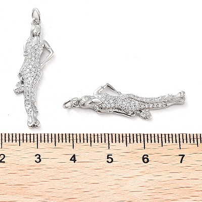 Rack Plating Brass Micro Pave Clear Cubic Zirconia Pendants KK-M280-03P-1