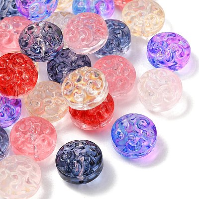 35Pcs Transparent Spray Painted Glass Beads GLAA-YW0001-61-1