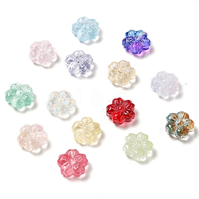Spray Painted Transparent Glass Beads GLAA-F119-01-1