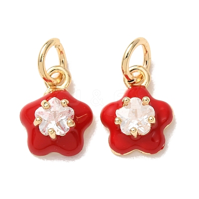 Brass Micro Pave Clear Cubic Zirconia with Enamel Charms CU-K002-53G-M-1
