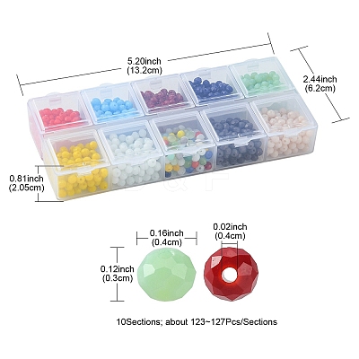 10 Grids 10 Styles Opaque Solid Color Glass Beads Strands EGLA-YW0001-45-1